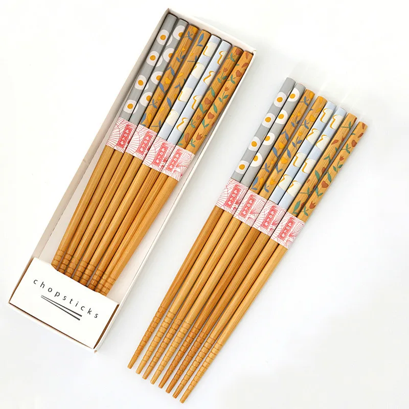 Набор бамбуковых палочек для еды комплект японских подарочных 8 пар в