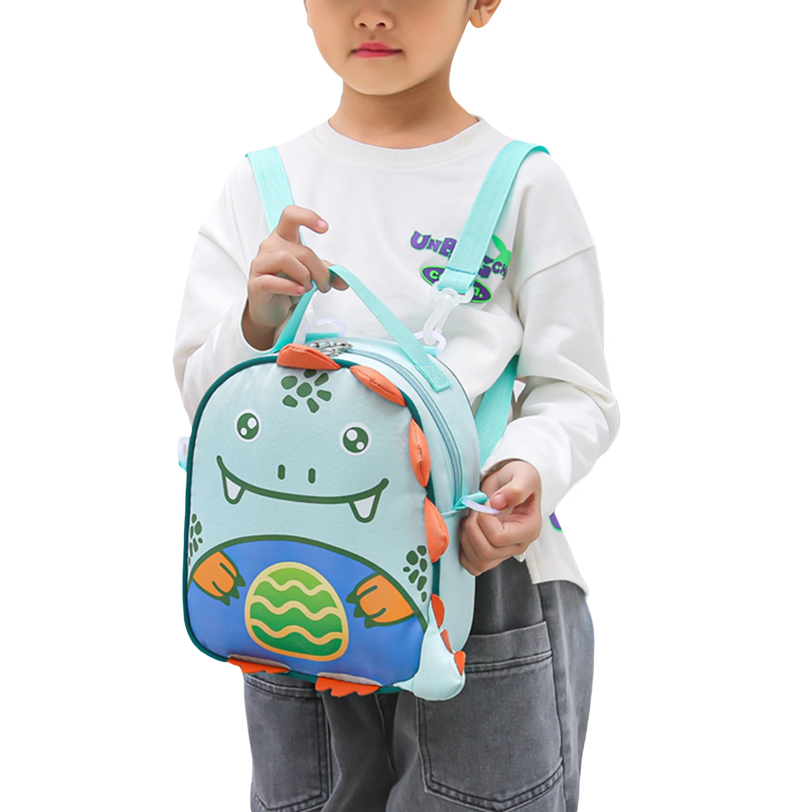 

Рюкзак на молнии с мультипликационным рисунком для малышей, вместительная креативная сумка-мессенджер с принтом динозавра для маленьких д...