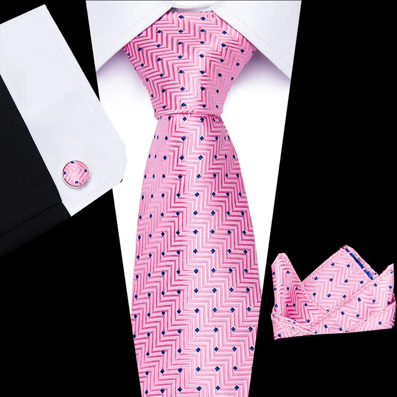 

Men`s Tie 8 cm 100% Silk Red Plaid print Jacquard Woven Tie + handkerchief + Cufflinks Sets Wedding Business Necktie