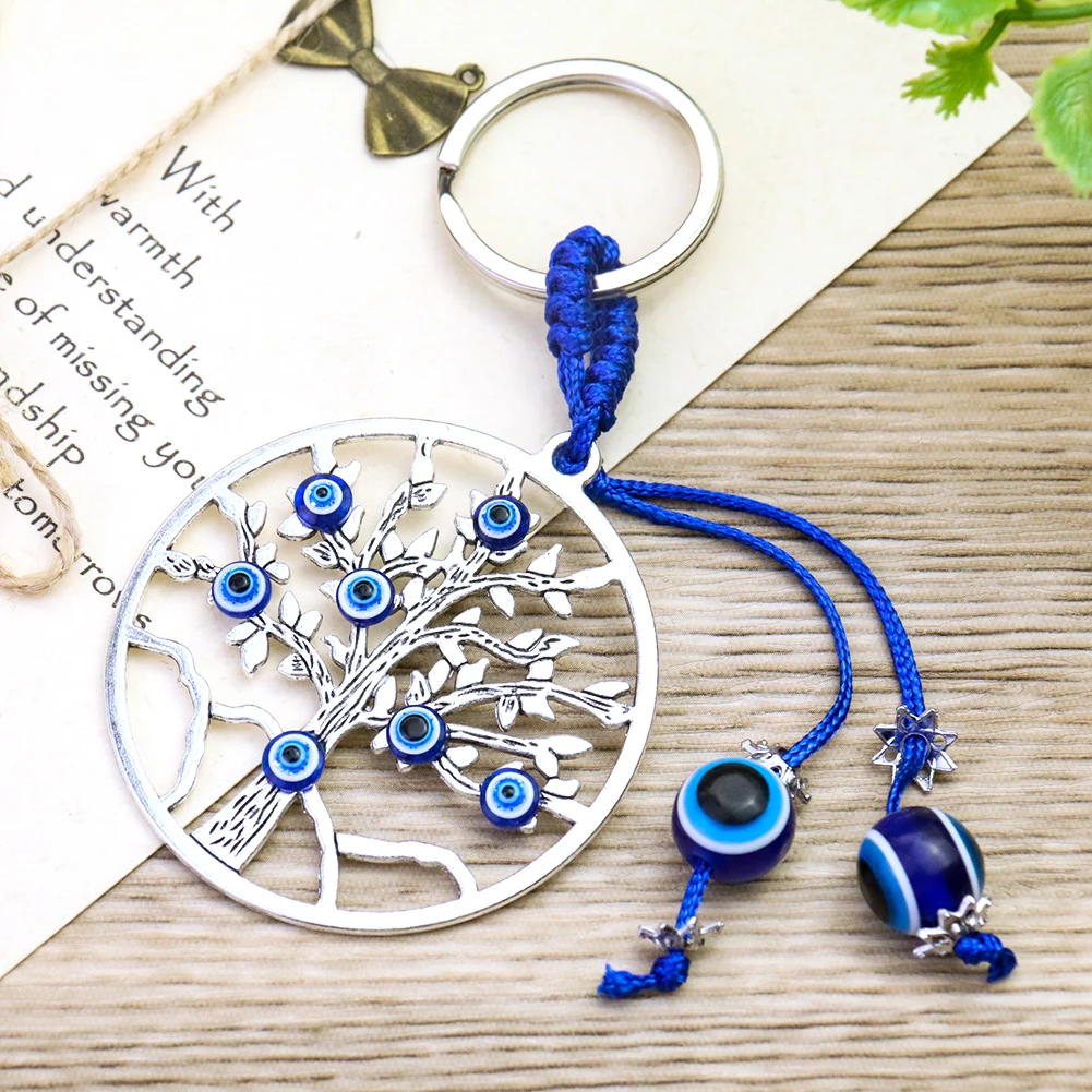 Турецкое голубое стекло зло Φ Medusa глаза Дерево жизни подвеска брелок кольцо