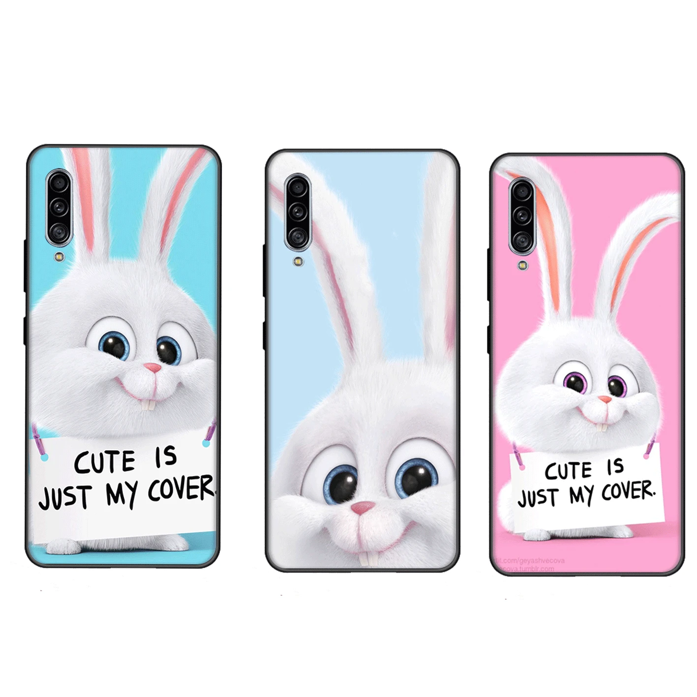 Cute rabbit Silicone black Phone Case For Samsung Galaxy S6 S7 Edge S8 S9 S10 S20 Plus Lite S10E Ultra Cover | Мобильные телефоны и