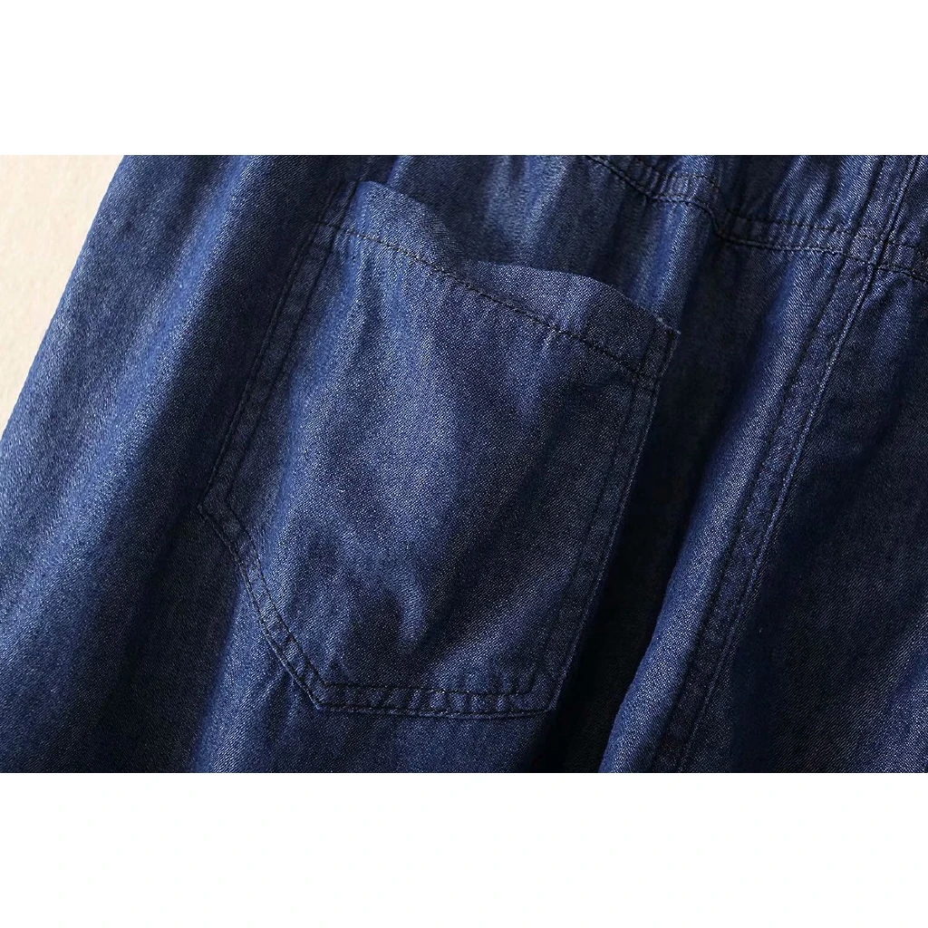 

Plus Size 3XL-5XL Women's Light Denim Pants Elastic Waist Letter Printed Jeans Casual Long Trousers