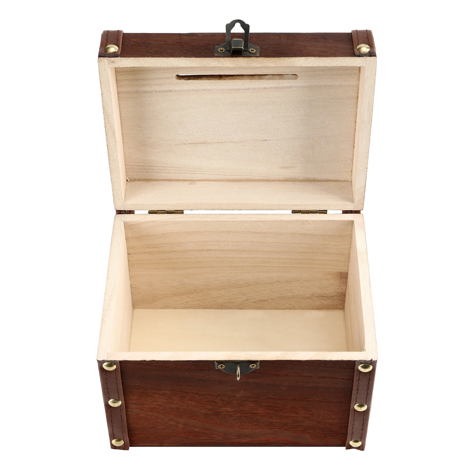 

Large wooden cash box safe deposit box with lock hand carved legendary treasure box brown Organizer piggy bank for kids