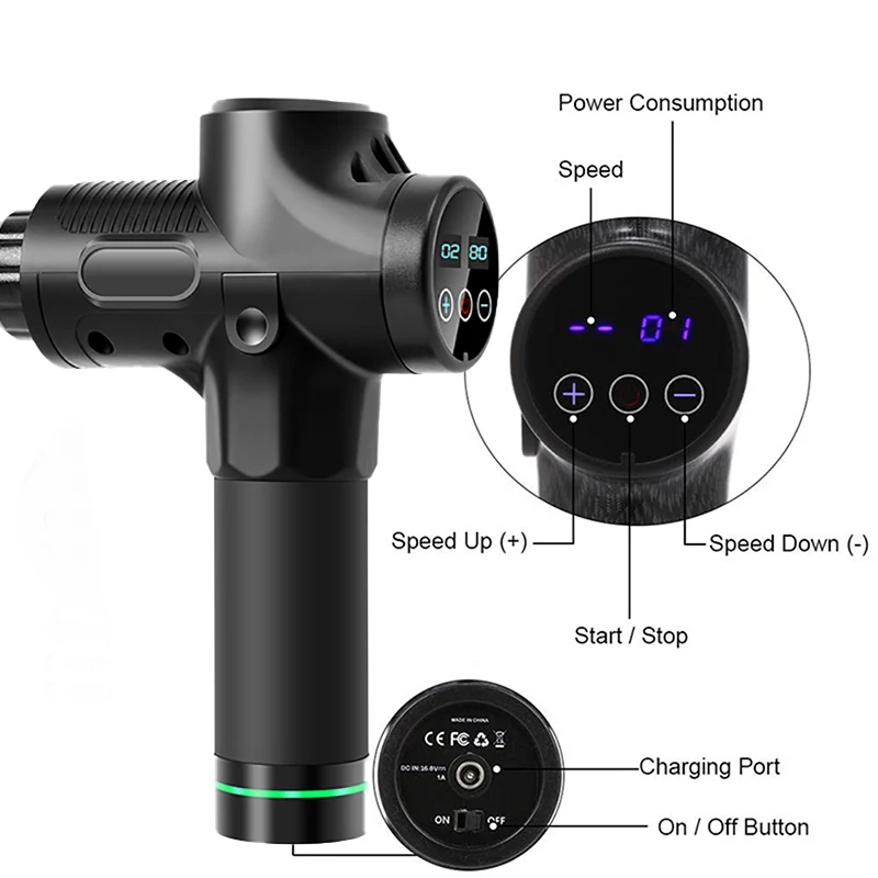 Массажный пистолет ударный Электрический массажер для глубоких тканей и снятия