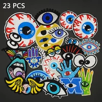 23pcslot eyes patch iron on patch embroidered applique sewing label clothes stickers apparel accessories diy badge