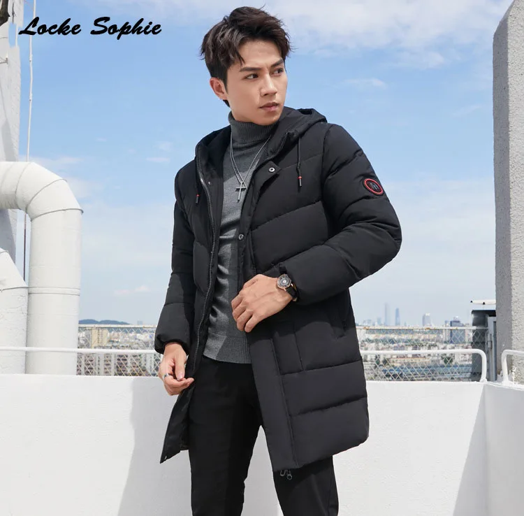 1 шт. мужской пуховик больших размеров 2019 зимняя модная куртка с капюшоном на