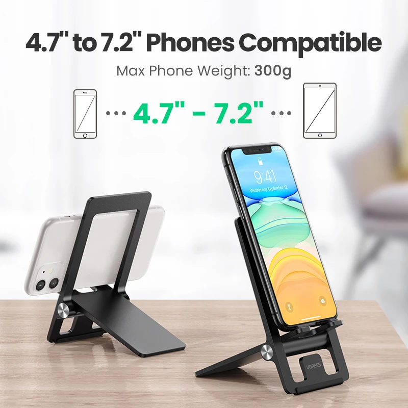 UGREEN Desk Phone Holder Stand Foldable Mobile Phone Stand for iPhone 13 12 Xiaomi Portable Cell Phone Stand for Samsung Huawei