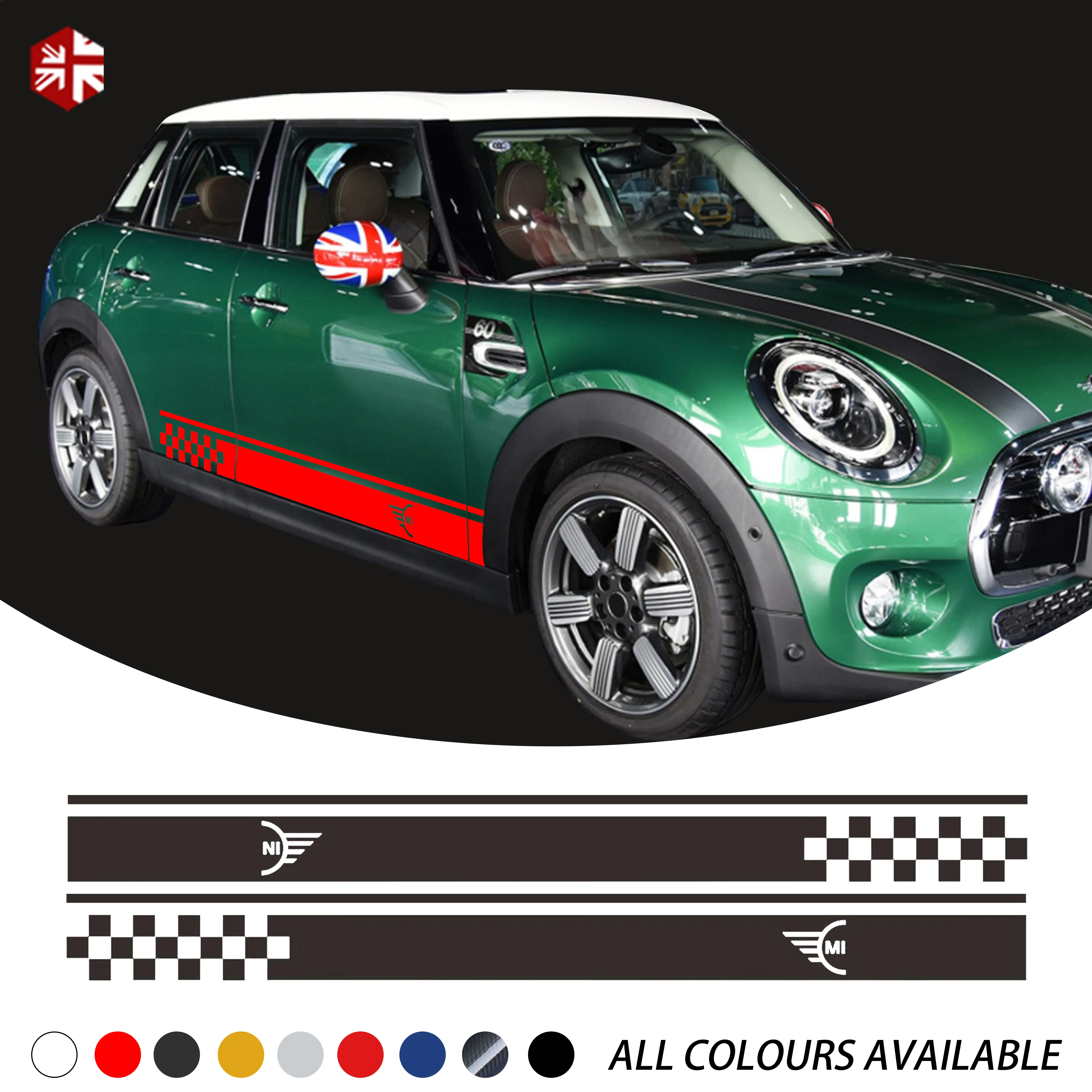 2 шт. Стайлинг автомобиля мини логотип дверь боковые полосы юбка наклейка кузов