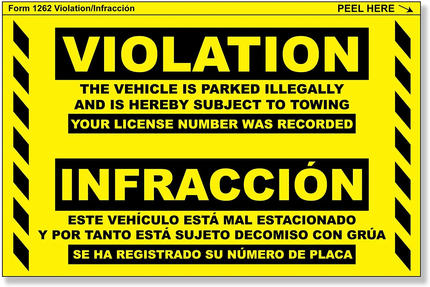 

Parking Violation Stickers Hard To Remove (Yellow) Bilingual Towing Messages for Warning Cars Bodywork Windshield Suv Decoration