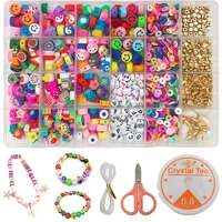 10mm polymer clay beads set for bracelet necklace making soft clay smile fruit cute resin beads diy accessories kit wholesale