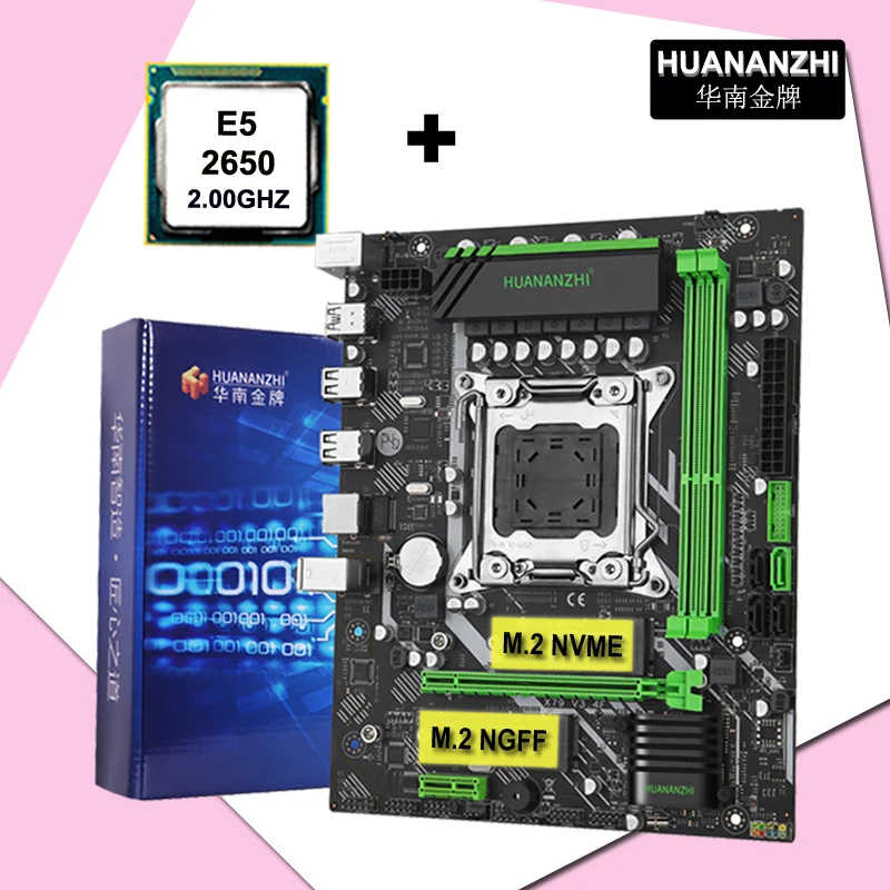 Новая материнская плата HUANANZHI X79 LGA2011 комбинированный процессор ЦП Xeon E5 2650 C2 SR0KQ