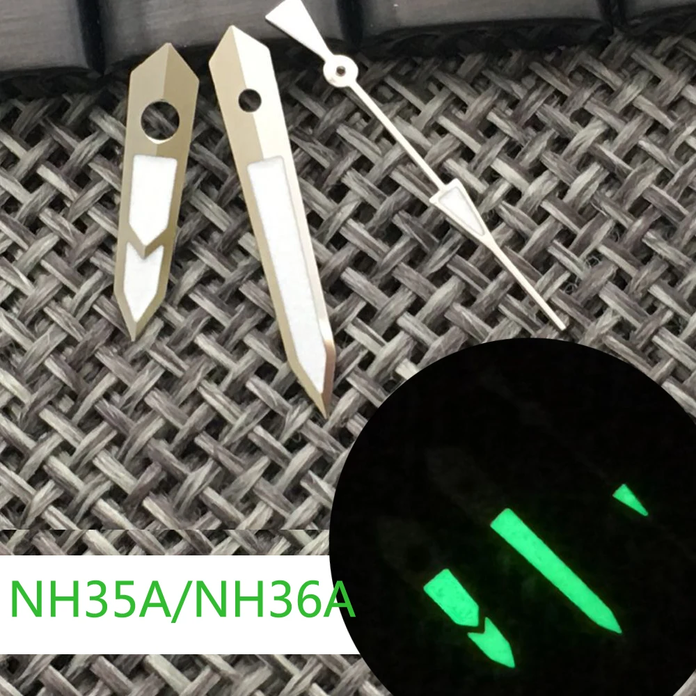 

New Arrival Silver Watch Hands Spare Parts Fit For NH35 NH36 7s26 4r35 7009 Automatic Movement Green Lume Watch Replacements