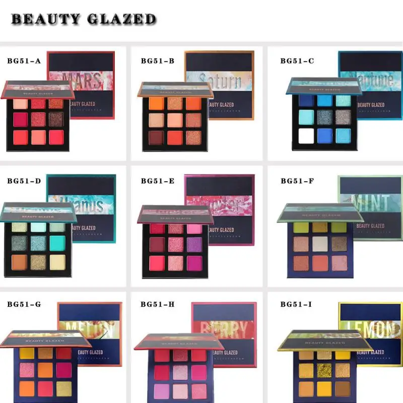 Палетка теней для век Beauty Glazed матовые блестящие тени водостойкая косметика 9
