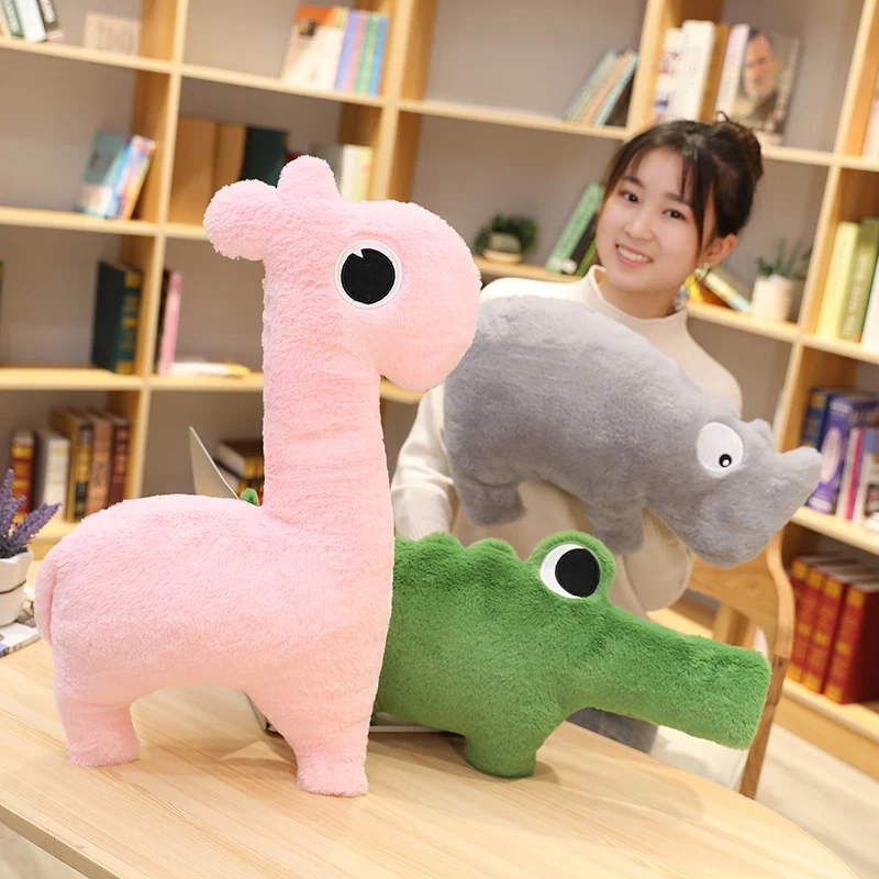 Мягкая игрушка Nice Elephant Whale Crocodile Deer Rhinoceros Soft Stuffed Toys Cute Warmly Hand Plush Toy Cartoon Pillow Cushion For Kids Gift.