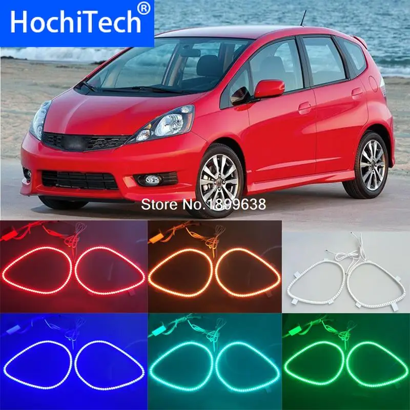 Для honda fit jazz 2009 2010 2011 2012 2013 RGB светодиодный кольца для Фар halo angel demon eyes с пультом