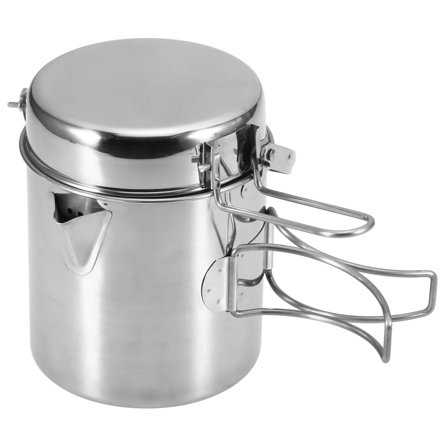 1L Camping Kettle Stainless Steel Cooking Pot Portable Outdoor Backpacking with Foldable Handle | Спорт и развлечения