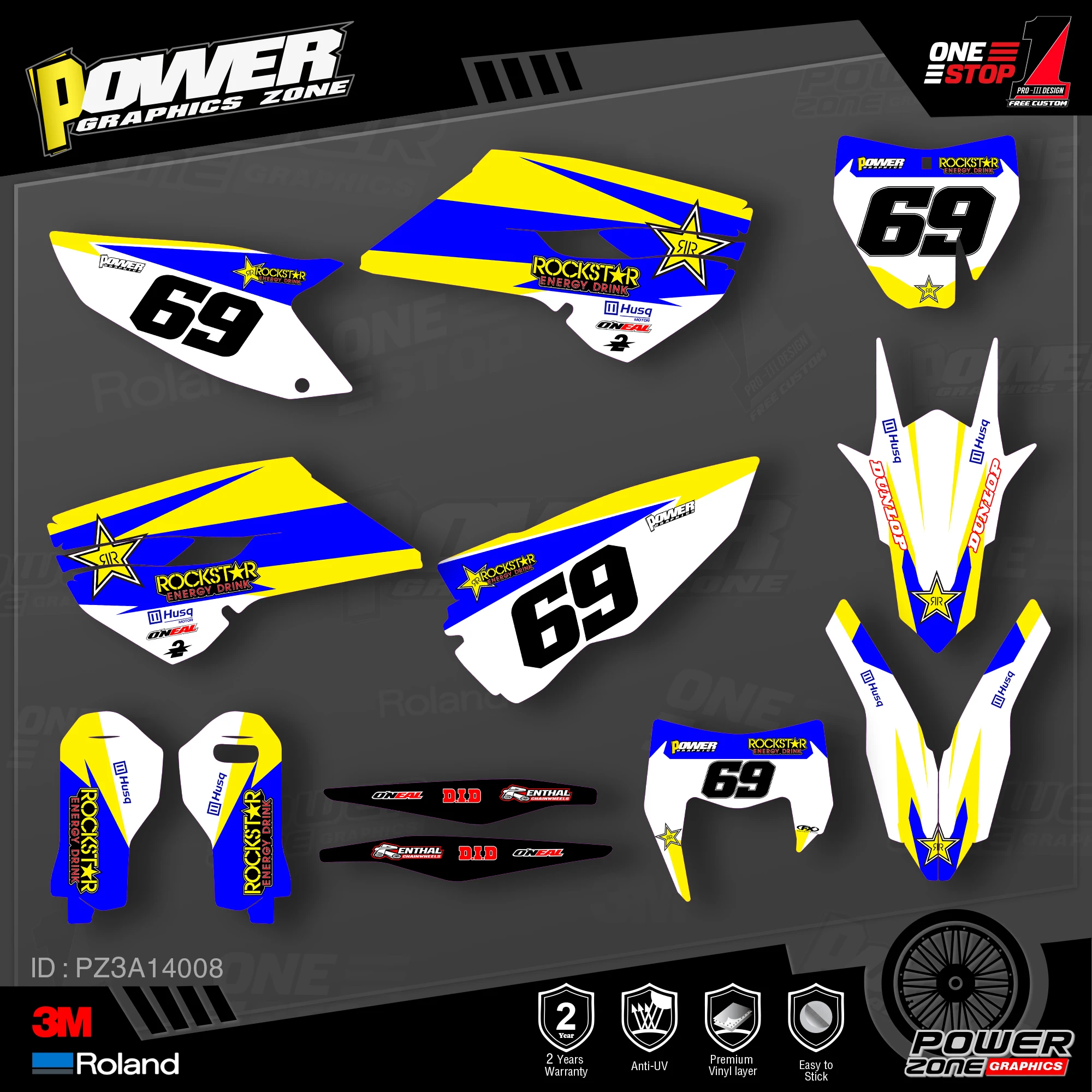 PowerZone Custom Team Graphics наклейки 3M Набор стикеров для Husqvarna наклейка 2014 15 TC FC 2015 16 FE TE 125 до