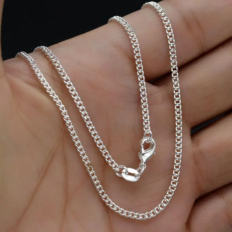 

Silver color "O" Chain Necklace 16-30 Inch 1MM for Women Men Pendant Jewelry