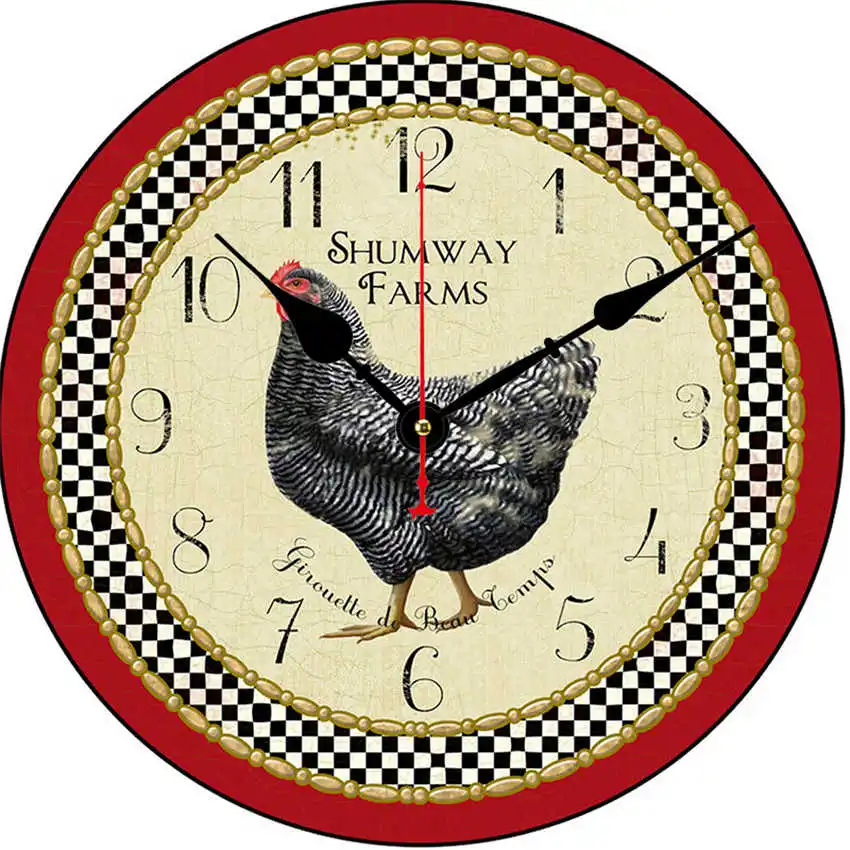 Chicken Clock U Цветочные антикварные настенные часы, настенные часы в винтажном стиле, большие часы настенные, круглые Horloge, ретро деревенские декоративные - Цвет: Chicken Clock U