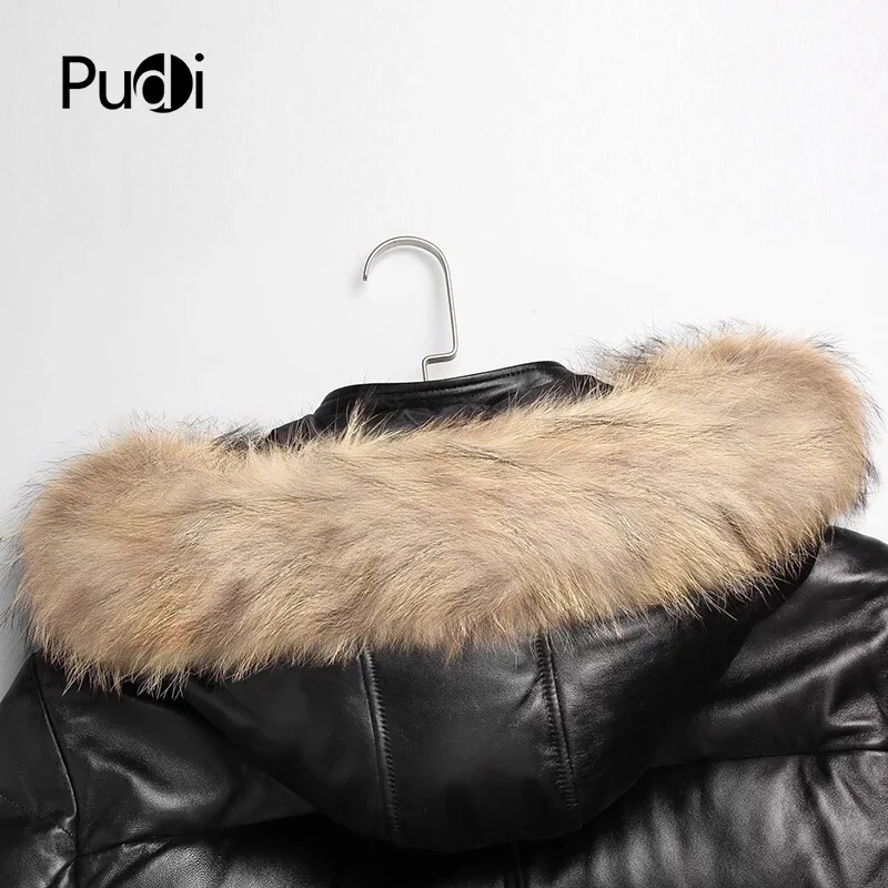 PUDI MT820 мужские новые модные куртки из овечьей кожи пуховые куртки с воротником из меха енота Осень Зима Повседневная Верхняя одежда