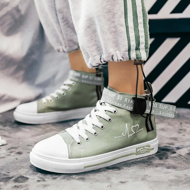 

High-level Canvas Sneakers for Kids Running Shoes Men Sports Shoes for Kids Sneakers Sport Green Gray Flat Deporte Work E-1517