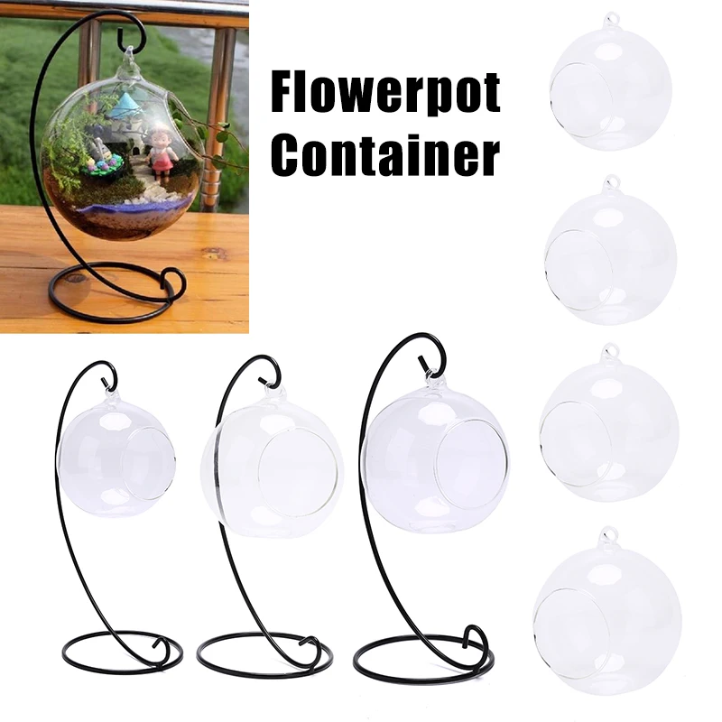 

Clear Glass Ball Vase Landscape Terrarium Succulent Hanging Flowerpot Container Decorative Ornaments New