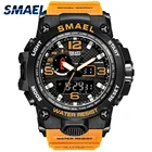Мужские спортивные часы SMAEL, часы для мужчин, оригинальный дисплей с двойным дисплеем, светодиодная подсветка, электронный секундомер, 1545, популярные часы, Прямая поставка