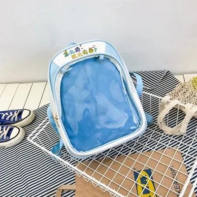 blue Прозрачные женские рюкзаки с милыми буквами Ita Bookbags, женские школьные сумки для девочек-подростков, модные летние рюкзаки, хит - Цвет: blue