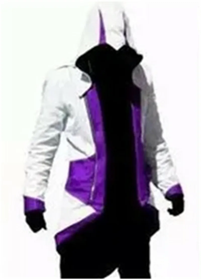 White and purple Assassin's Creed Косплэй куртка Connor костюм на Хэллоуин - Цвет: White and purple