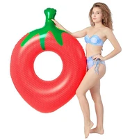 new stawberry shape inflatable swimming ring mattress swim ring summer pool water mattress adult women bed pool toys