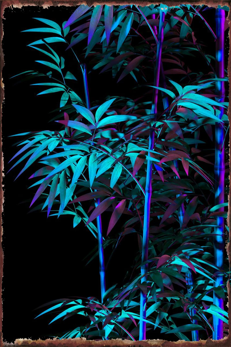 

Тропические неоновые бамбуковые листья, оловянные пластины, украшение для комнаты, Ретро винтажный металлический знак, жестяная вывеска дл...