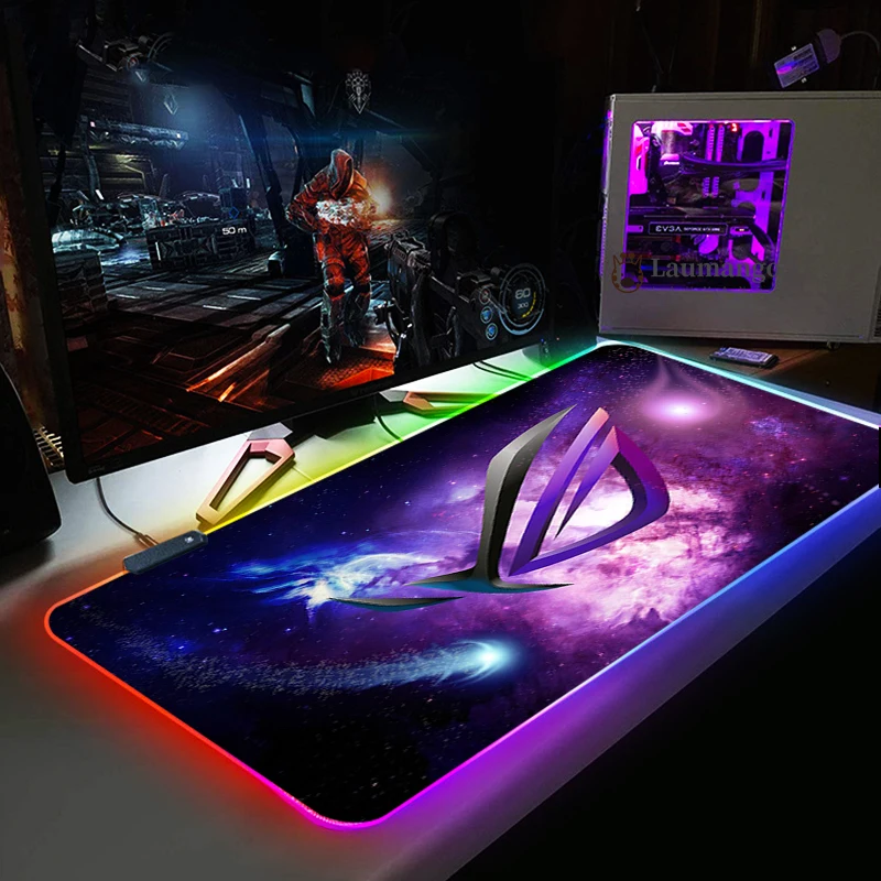 rog asuss rgb gaming mouse pad outer space mousepad large anti slip xl keyboard desk mouse mat for laptop led lighting play mat free global shipping