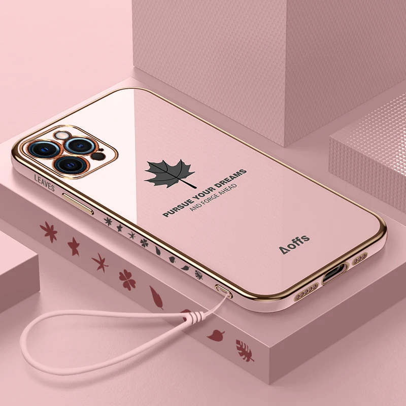 Противоударный чехол с Кленовым листом для iPhone 6 6s 7 8 X XS XR 11 12 13 Mini Pro Plus Max SE 2020