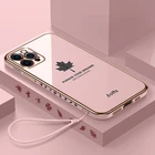 Противоударный чехол с Кленовым листом для iPhone 6, 6s, 7, 8, X, XS, XR, 11, 12, 13, Mini Pro Plus, Max SE 2020, противоударный чехол с жидкостью из силикагеля