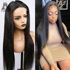 В стиле Poker Face 28 30 40 дюймов прямые волосы 4x4 кружева закрытие человеческие волосы парики предварительно вырезанные из бразильского Натурального Волоса парики для чернокожих Для женщин