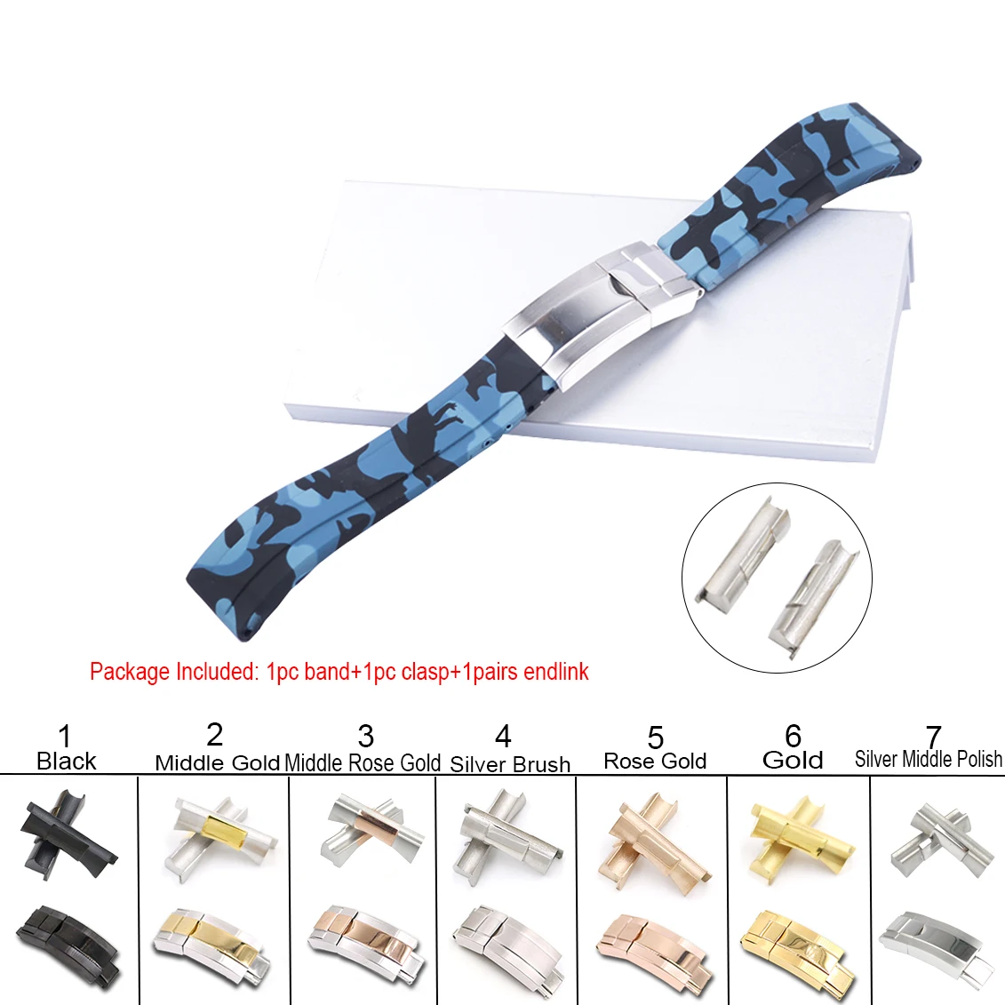 Ремешок Rolamy для наручных часов сменный резиновый браслет из стали 316L с твердым