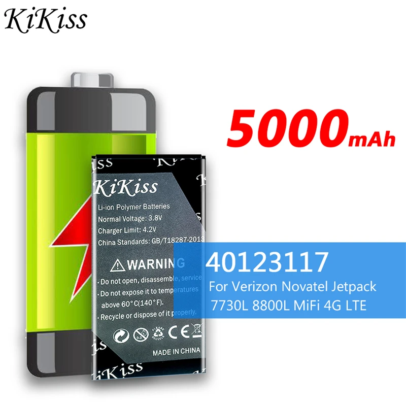 

KiKiss 40123117 High Capacity 5000mAh Battery For Verizon Novatel Jetpack 7730L 8800L MiFi 4G LTE WIFI Router Hotspot Modem