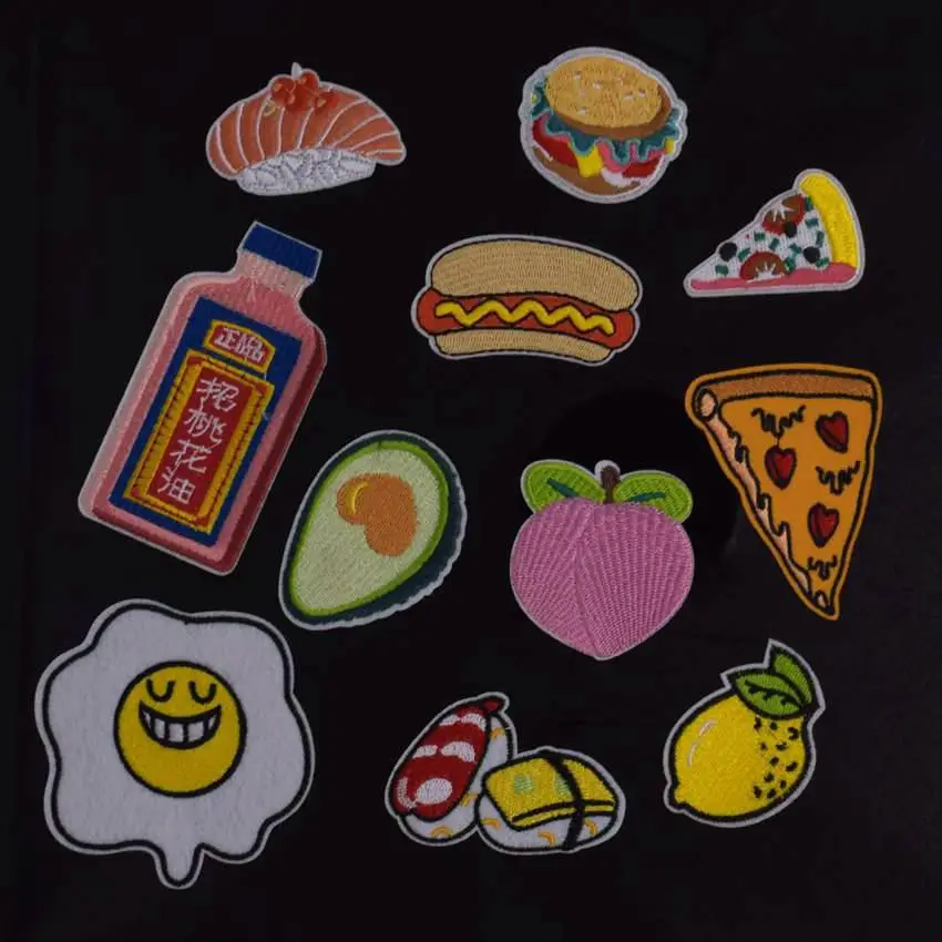 Новое яйцо хот дог для суши пиццы фруктов авокадо вышивка еды персиковые нашивки