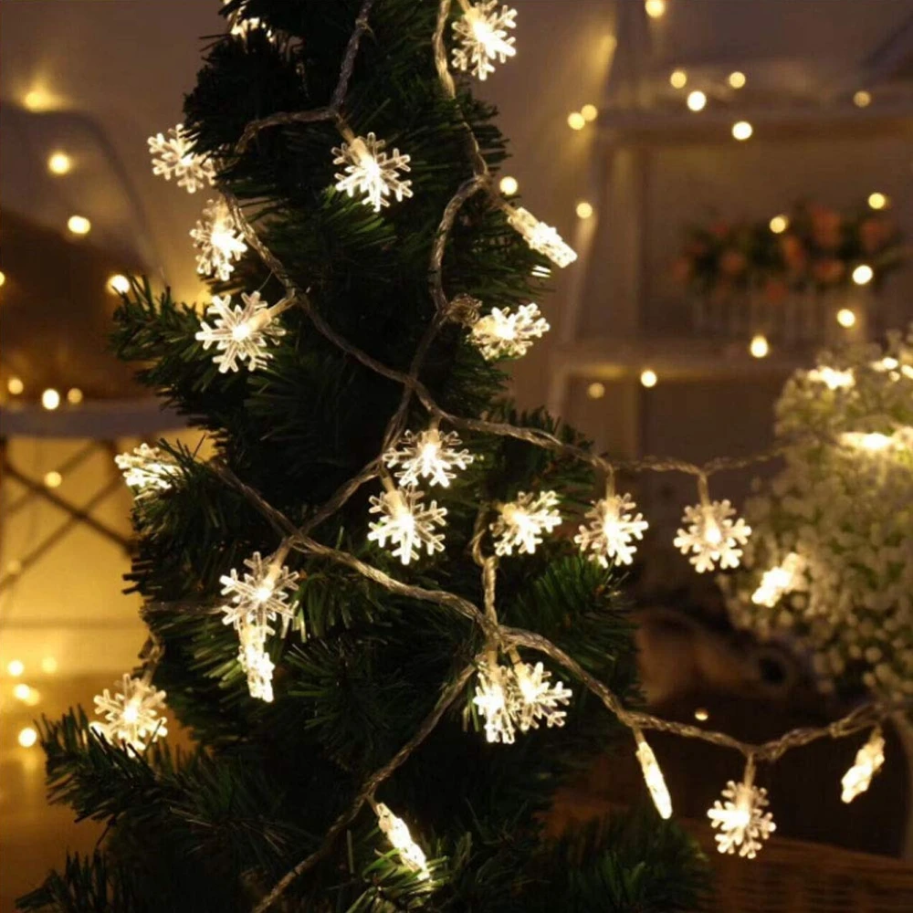 LED Crystal Snowflakes String Light 40LED Indoor Decorative with 8 Mode for Party Xmas Halloween Garden Patio AC220 | Лампы и