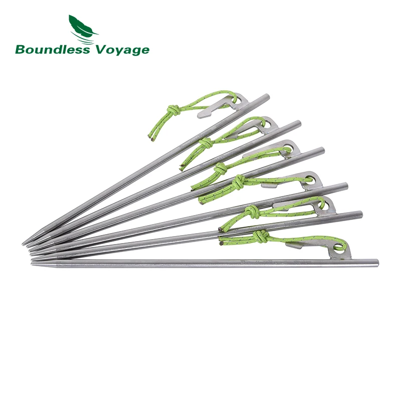 Boundless Voyage Camping Titanium Tent Stakes 20cm Outdoor Hiking Climbing Tent Nails Pegs Accessories Ti4014P