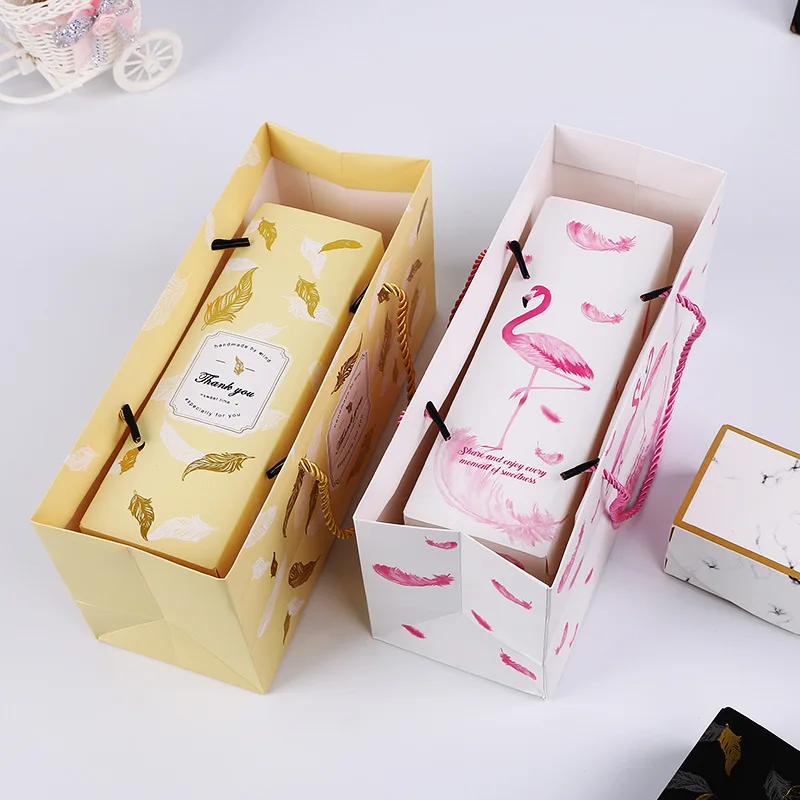 Креативная Подарочная коробка с фламинго мраморный бумажный пакет сумки-тоуты