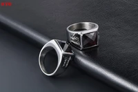 100 925sterling silver simple court fan red black agate couple ring