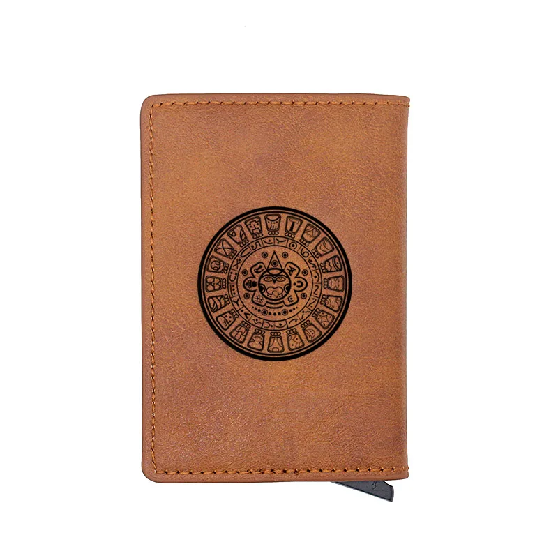Коричневый бумажник с держателем для карт старинной майи мужчин и женщин тонкий