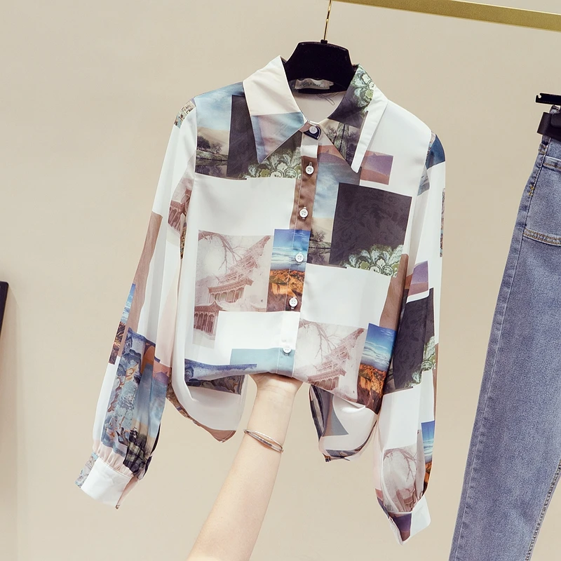 

Рубашка женская демисезонная с отложным воротником и длинным рукавом