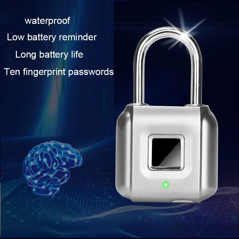 New model Keyless USB Rechargeable Door Lock Fingerprint Smart Padlock Quick Unlock Zinc alloy Metal Self Developing Chip | Безопасность
