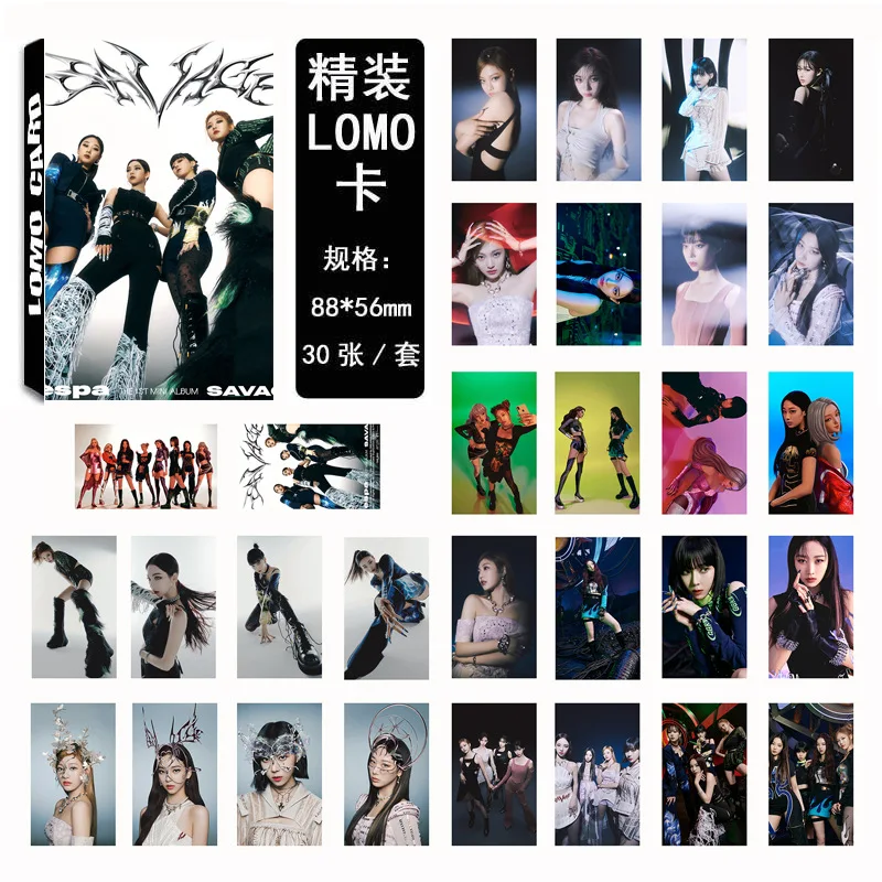 

30pcs/set Kpop Aespa Lomo Cards SAVAGE Photo Album Cards High quality HD Photo Aespa