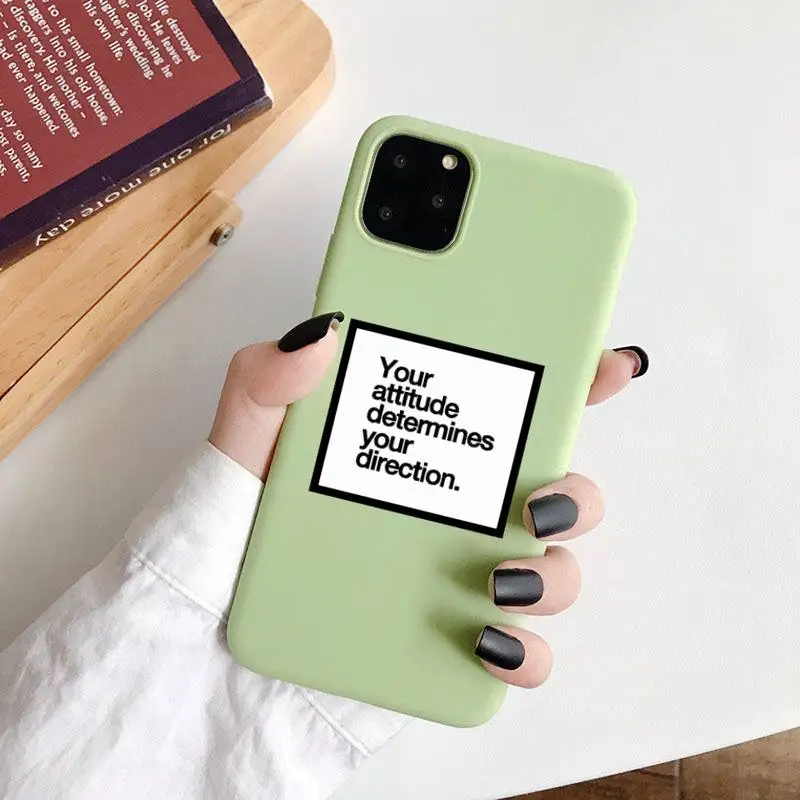 

Positive Good Vibe Happy Trust Funny Phone Case Green Candy Color for iPhone 6 7 8 11 12 s mini pro X XS XR MAX Plus