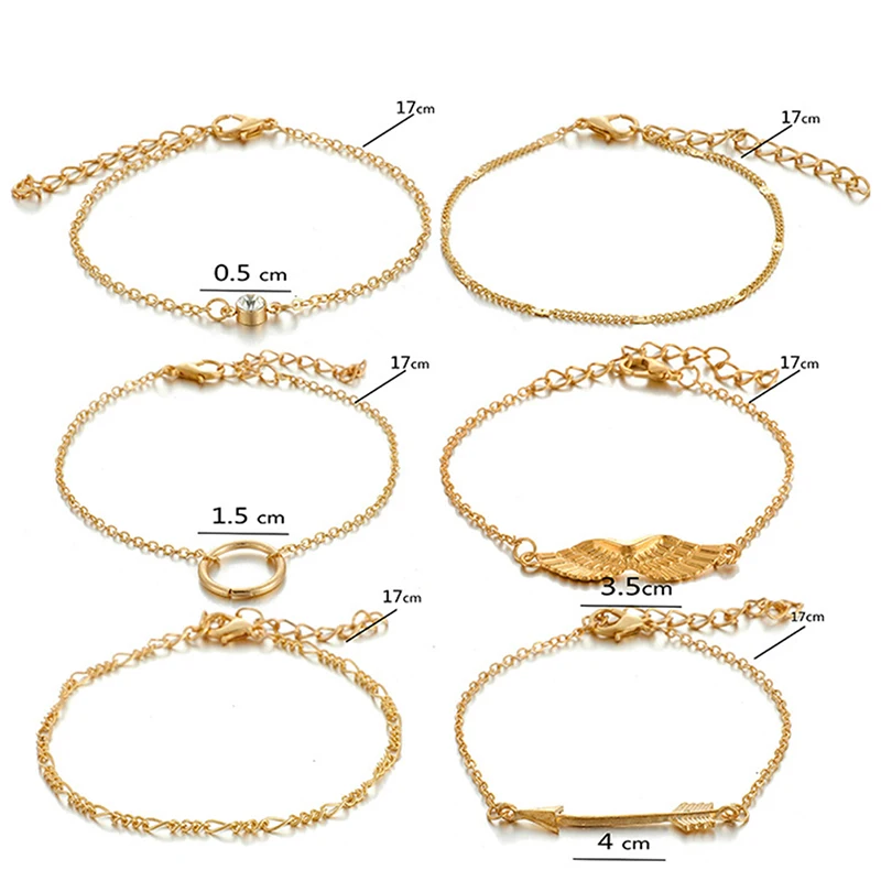 Набор геометрических браслетов Стразы в стиле панк цепочка для женщин богемные