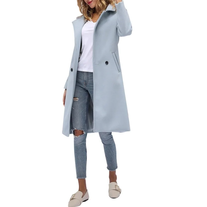 

European American Temperament Autumn New Trench Coats 2020 Hot Sale Fashion Coat Solid Cardigan Long Sleeve Jacket Women
