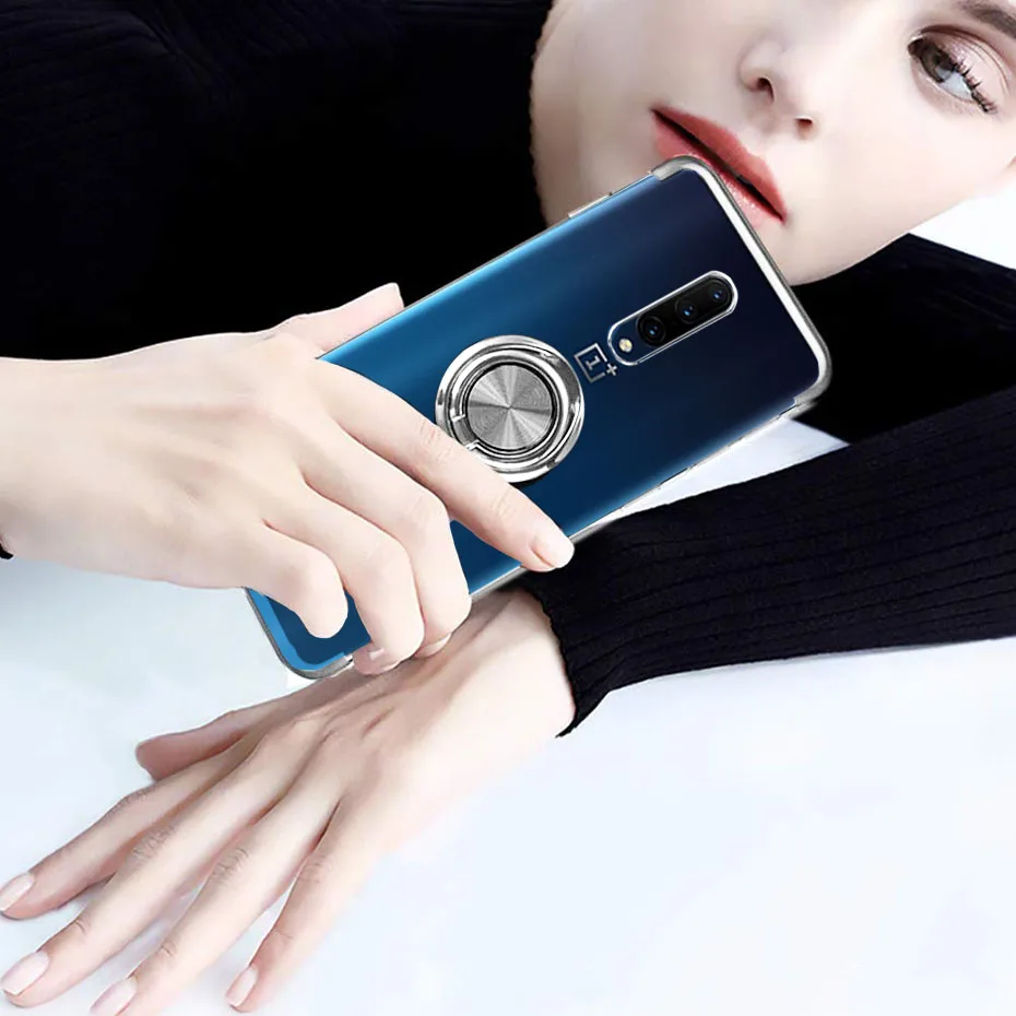 Прозрачный магнитное силиконовое покрытие для телефона Oneplus 7 Pro 6T 6 держатель кольца тонкая прозрачная мягкая термополиуретановая крышка-чехол для Coque Oneplus 6 7